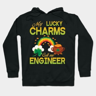 St Patrick Gold Shamrocks My Lucky Charms Call Me Engineer Hoodie